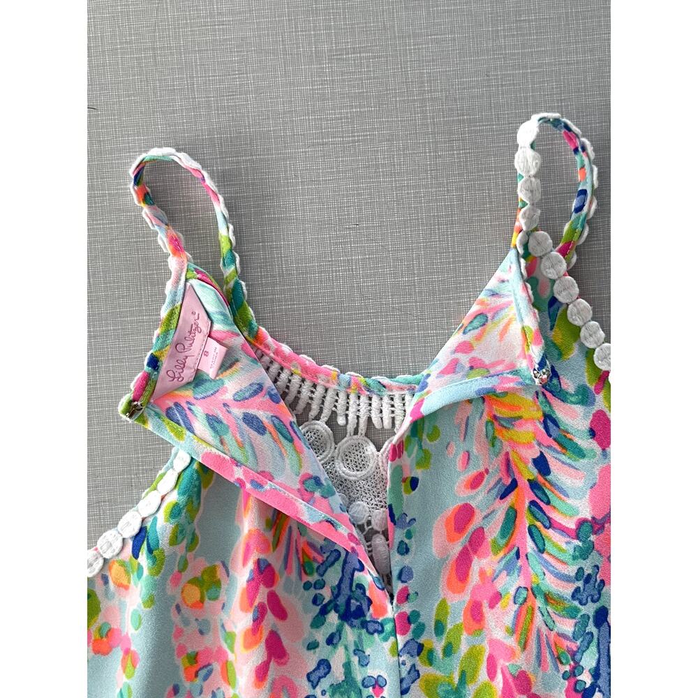 Lilly Pulitzer Size 8 Pearl Shift Dress Mini Colorful Tropical Vacation Crochet - Picture 8 of 12